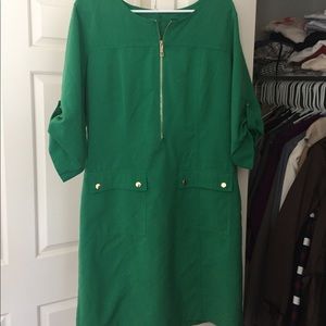 Sharagano green dress with sleeves size 14